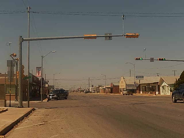 downtown scene in Crane, TX,