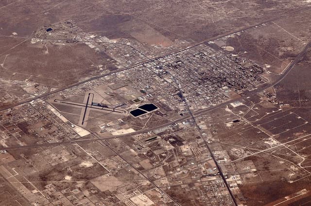 Monahans, Texas from 30000 feet